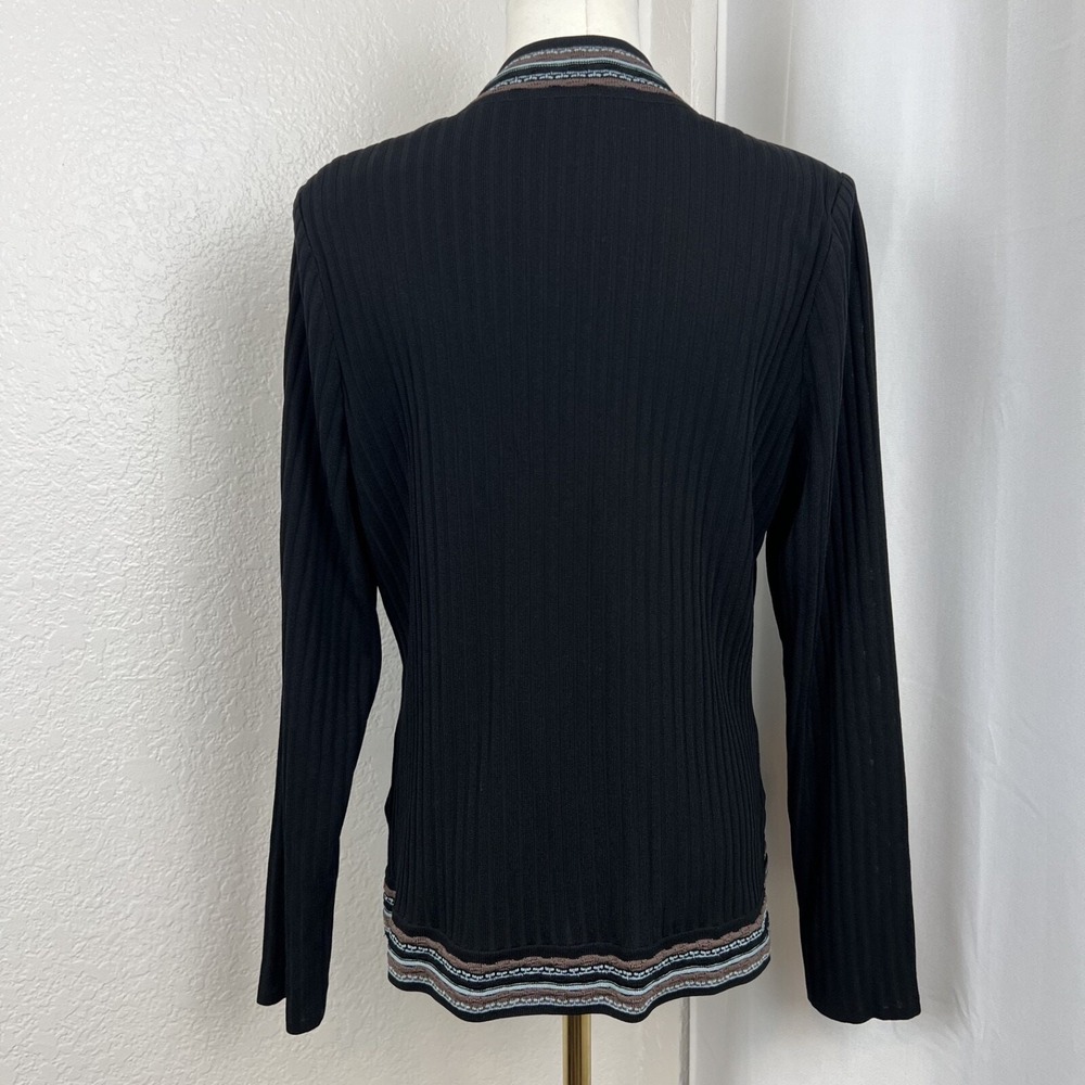 VTG Misook Sweater Womens Small Black Mandarin Collar Old Money Preppy Academia - Picture 4 of 11